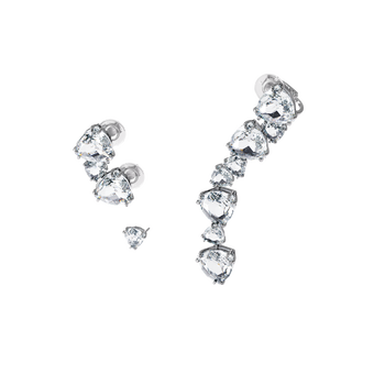 Millenia ear cuff, Asymmetrical, Set, White, Rhodium plated swarovski millenia ear cuff  asymmetrical  set  white  rhodium plated